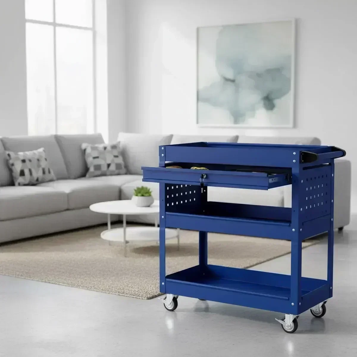 3 Shelf Rolling Tool Cart Lock - огляд і ціна Tools For Garage Workshop