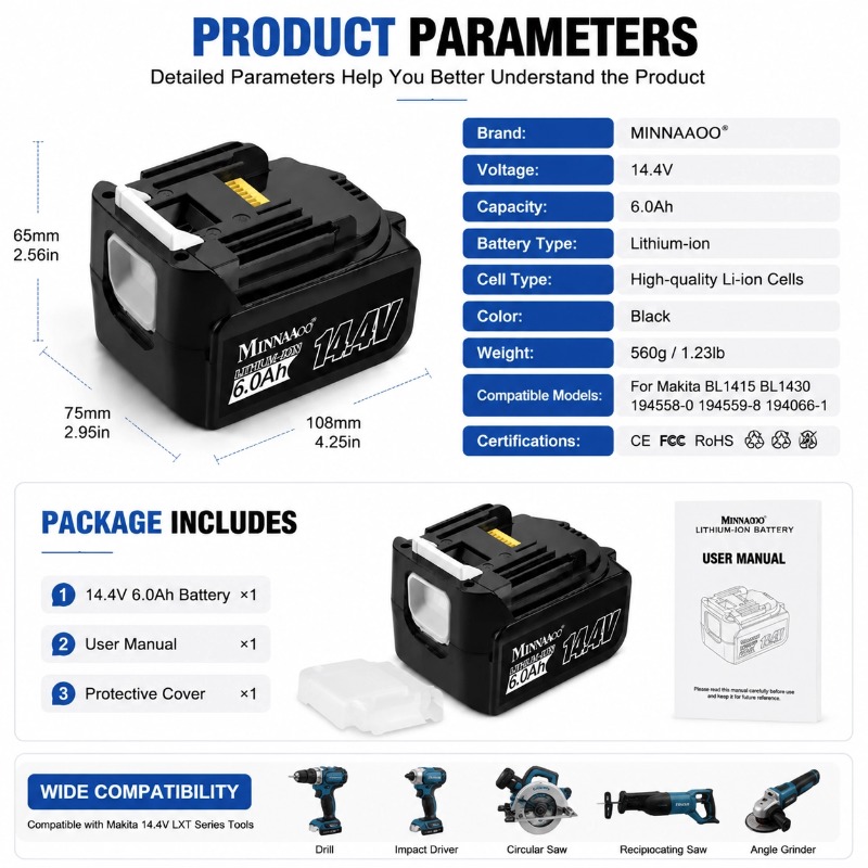 For Makita 14.4V 6.0Ah 5.0Ah L - огляд і ціна Makita Drill Hp1640