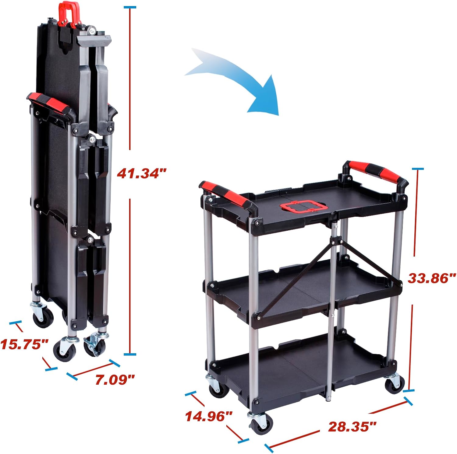 3-Shelf Foldable Rolling Utili - огляд і ціна Tools For Garage Workshop